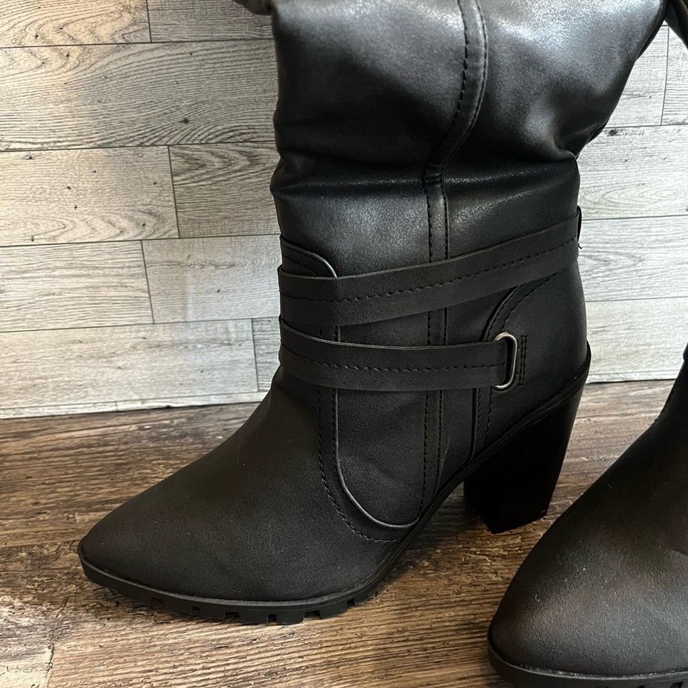 Qupid Black High Heel Boots New Out Of Box Zip Up Calf Shoes Women’s Size 8.5 - Picture 10 of 10